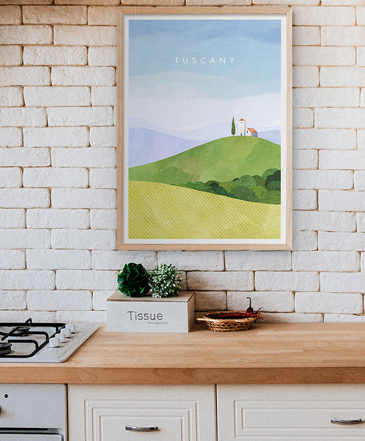 plakaty Toskania - zielone wzgórza - plakat 50x70 cm