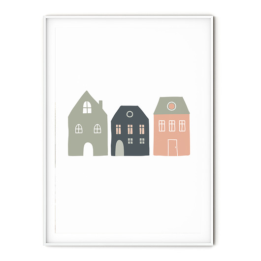 Plakat dla dzieci montessori Domki myscandi