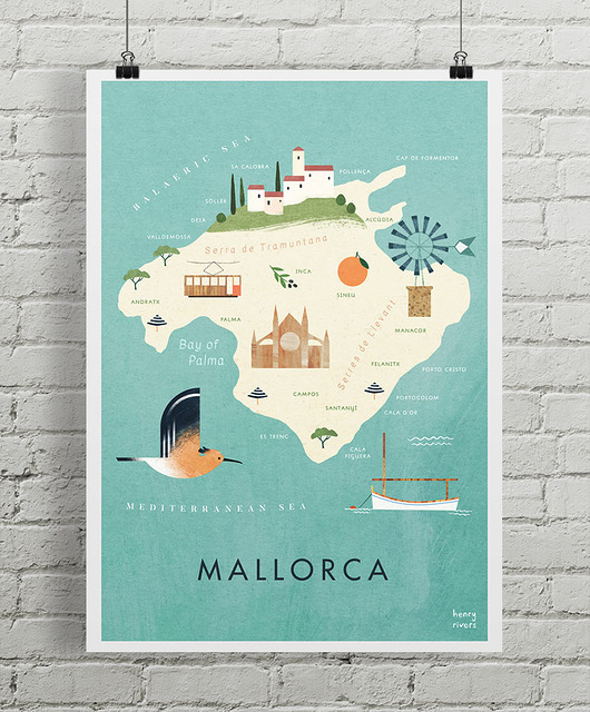 plakaty Plakat Majorka - mapa graficzna