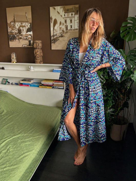 sukienki maxi damskie Kimono unisex Cape Town Blue