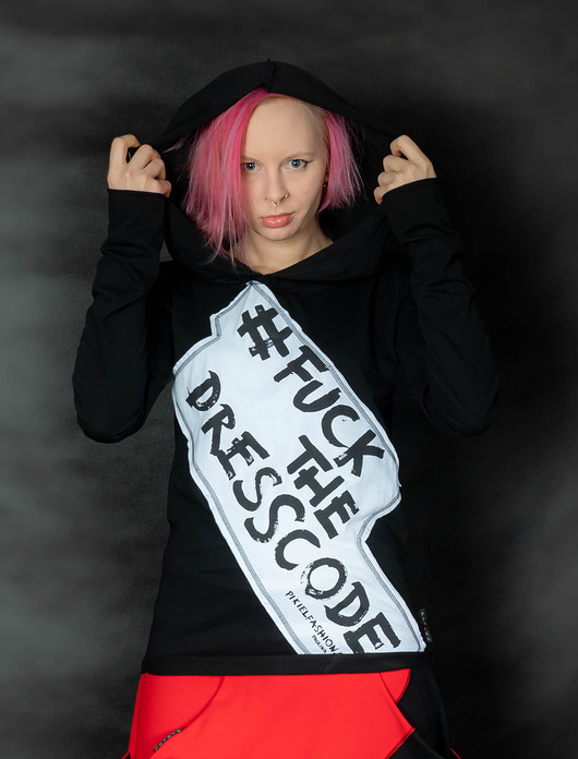 t-shirt damskie Bluzka fcuk z długim rękawem czarn biała