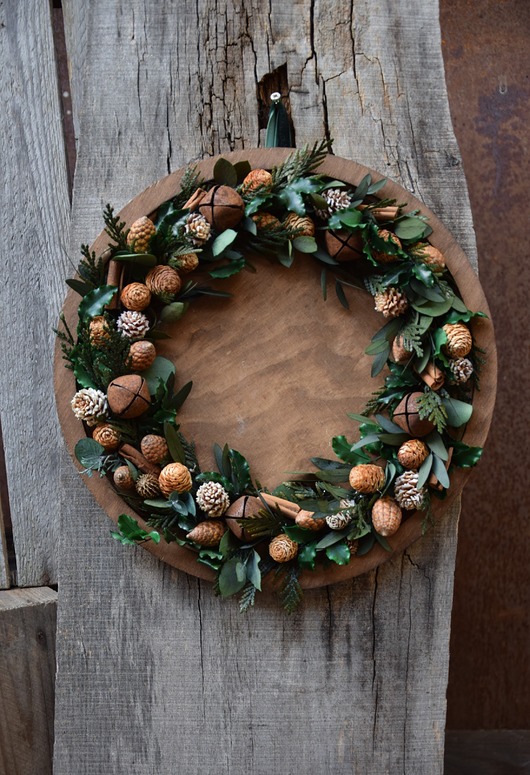 wianki bożonarodzeniowe Rustykalny wianek świąteczny, Ekologiczny wianek bożonarodzeniowy