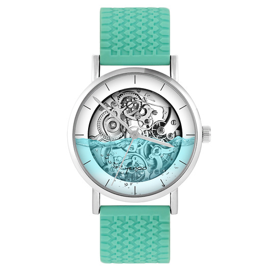 zegarki unisex Zegarek - Steampunk wodny - silikonowy, turkus