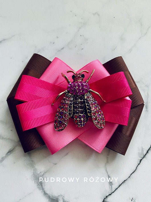 broszki Brosza z cudnym Owadem z kryształków pink  New Jesień