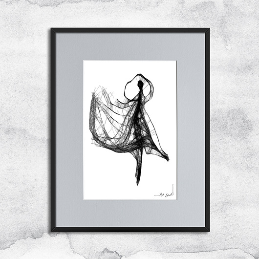 grafiki i ilustracje Oprawiona grafika - Tancerka (nr 55)