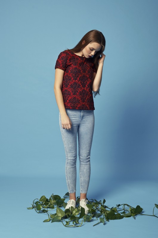 red quilted tee Follow the thread