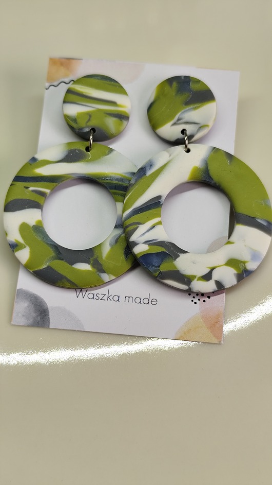 kolczyki z masy plastycznej Kolczyki koła wiosenne