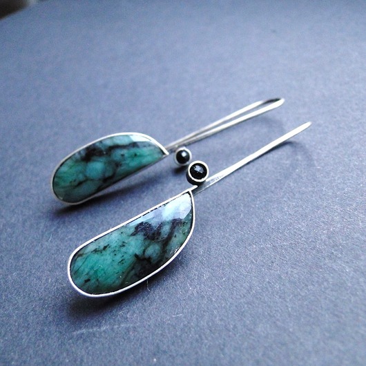 kolczyki srebrne Kolczyki srebrne Emerald & spinel
