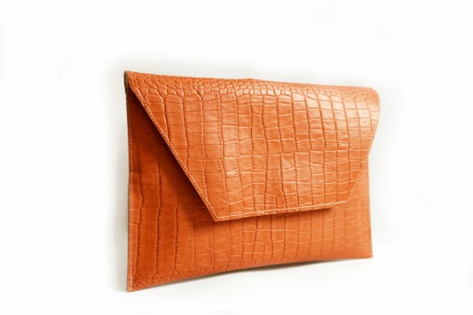 Kopertówka Large Orange Croco Leather  Pansy