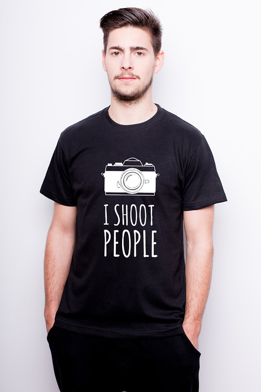 T-shirt męski czarny - I SHOOT PEOPLE AllbagAllprints