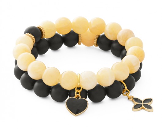 Blackstone & honey jade with pendants. Lavoga