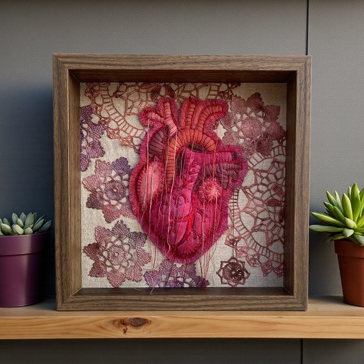 obrazy Obraz haftowany 3D serce anatomiczne.