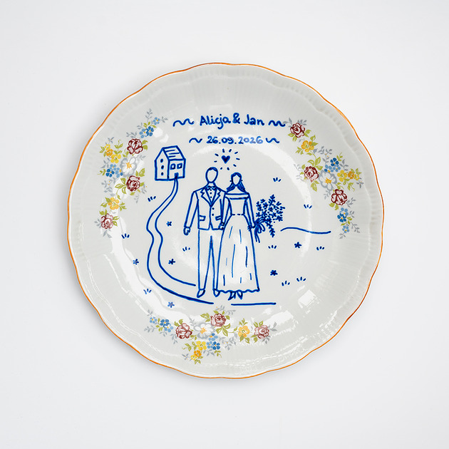 Ozdoby na ścianę Personalizowany talerz ślubny - Para Młoda
