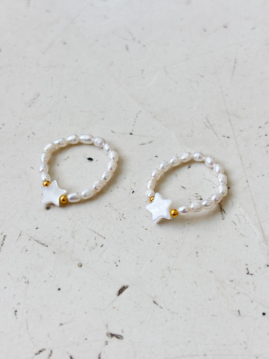 pierścionki elastyczne Pierścionek elastyczny perły z gwiazdką