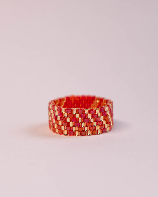 pierścionki - różne Pierścionek ze szklanych koralików