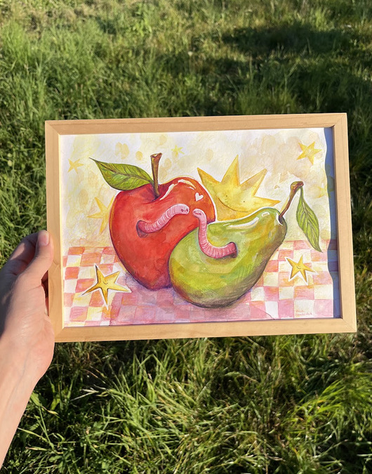 plakaty Plakat robaczki w owocach