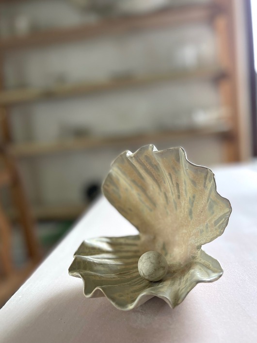 pojemniki na biżuterię Ceramiczna Muszla Muszelka Skarbiec z Perłą na Biżuterię Wróżka