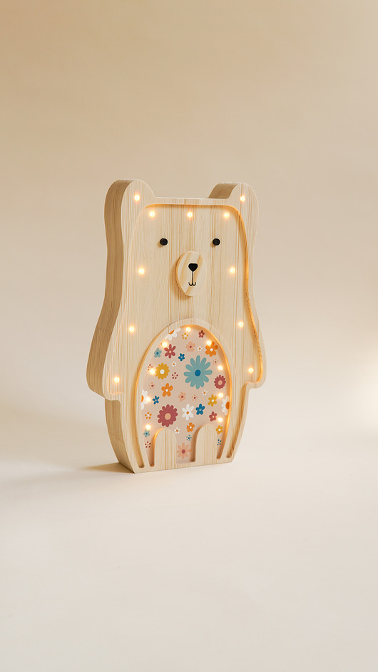 lampy do pokoju dziecka Drewniana Lampka Miś - Spring
