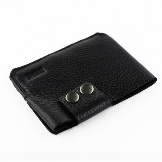 Poche Leather Fold A- Skórzany Wizytownik Czarny mius