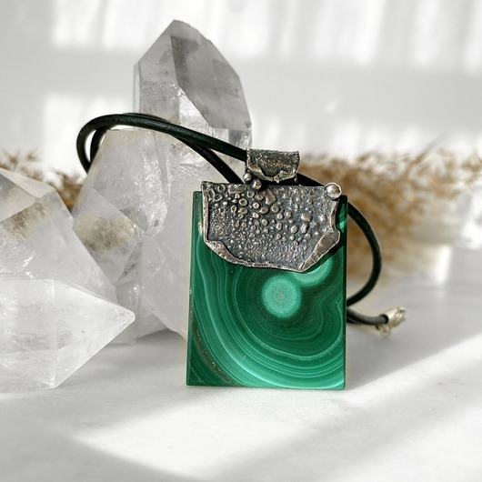 srebrne naszyjniki Magiczny malachit