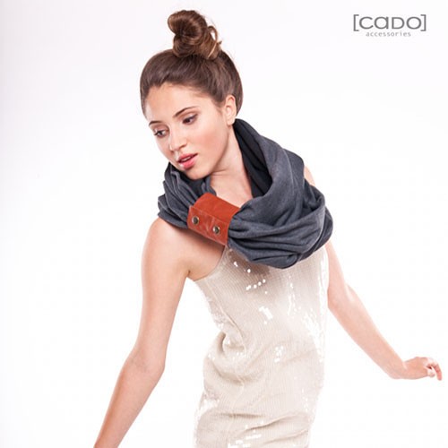 Tuba Szal Etola Komin DK Grey Melange  z Opaską CADOaccessories