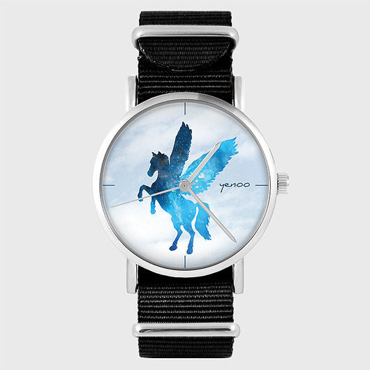 zegarki damskie Zegarek - Pegaz - czarny, nylonowy