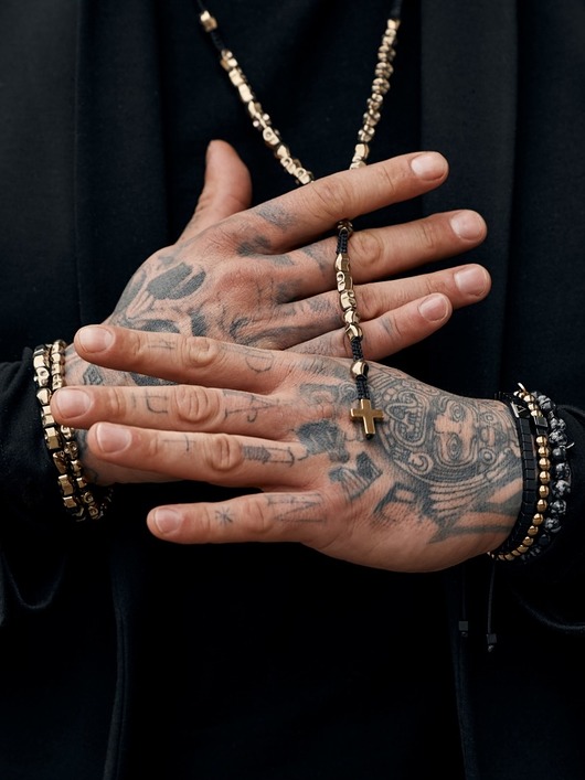 biżuteria męska Złote czachy wojownika - różaniec męski