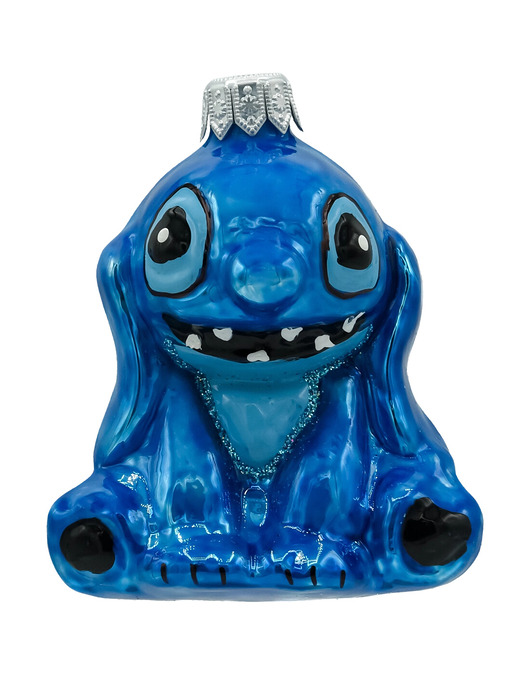 bombki Bombka choinkowa szklana ręcznie malowana: Stitch: niebieski