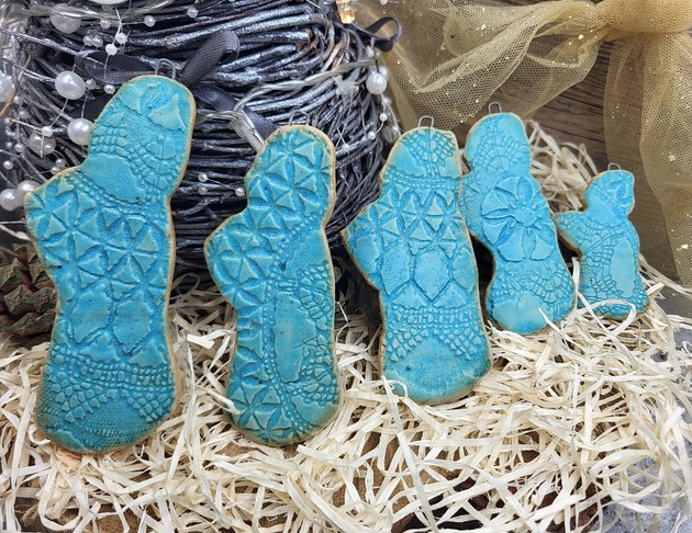 ozdoby choinkowe Zestaw ceramicznych zawieszek