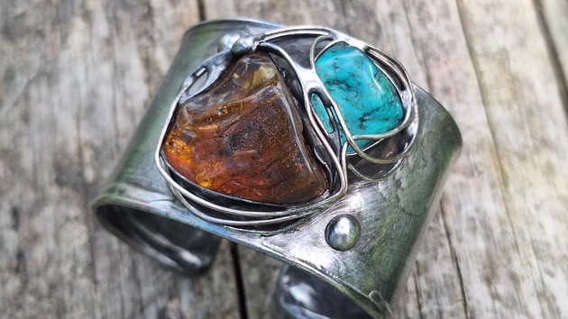 bransoletki wire wrapping Koniec lata nad morzem  -  bransoletka regulowana