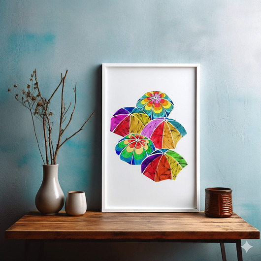 grafiki i ilustracje 47. PARASOLKI - rysunek, plakat.