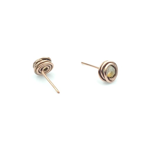 kolczyki wire wrapping Kolczyki sztyfty z cytrynem