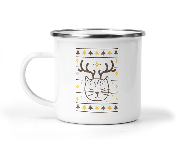 kubki Świąteczny kubek metalowy kot