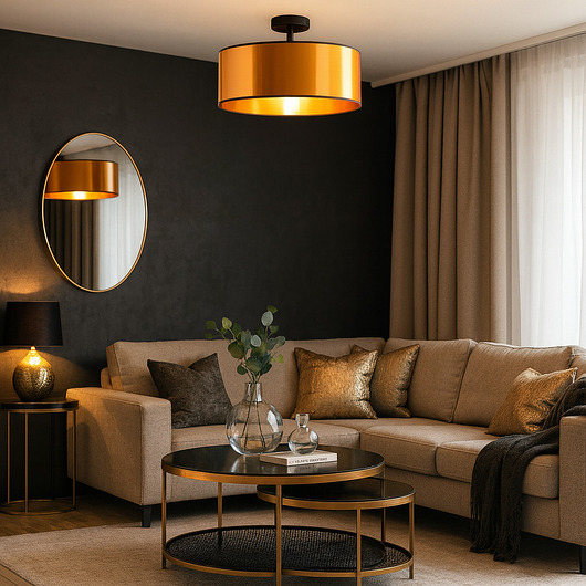 plafony Miedziana lampa wisząca do salonu WENECJA MIRROR fi - 40 cm