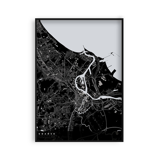plakaty Mapa Gdańska,  Plakat Gdańsk,  Mapy miast