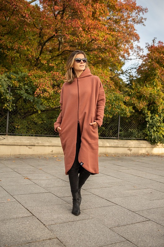 bluza z kapturem damska Płaszczobluza No.2 Koniak
