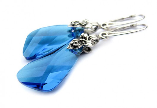 Srebrne kolczyki kryształ Swarovski i kwiat -Capri Orchid Marisella