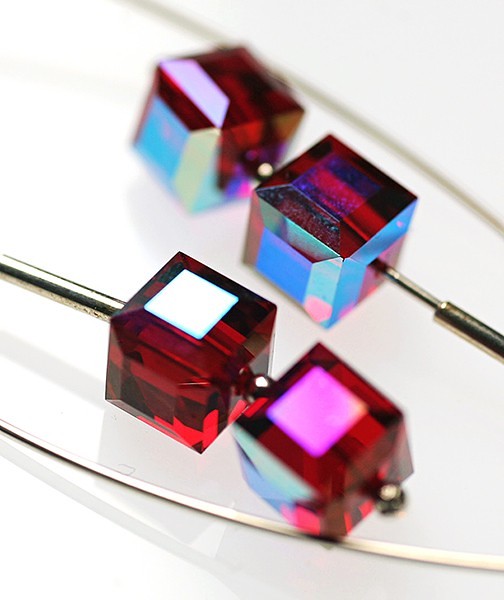Kolczyki Swarovski cherry cubes motivart