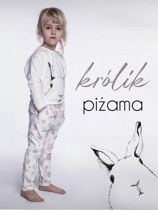 bielizna i piżamy dla dziewczynki PIŻAMKA z bawełny organicznej KRÓLIK