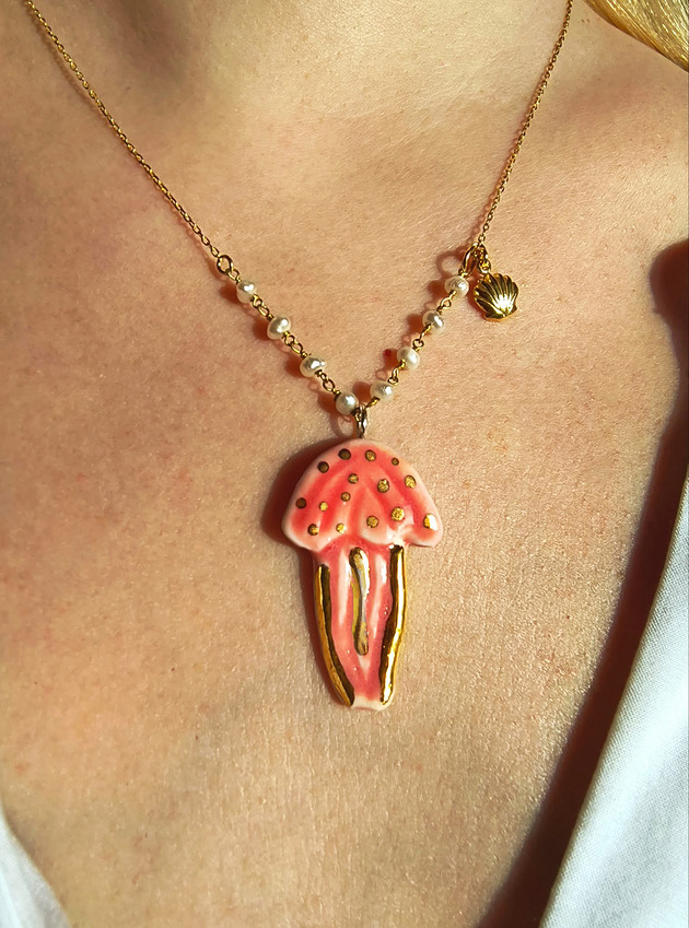 złote naszyjniki Naszyjnik pozłacany Meduza i Perły Kolekcja Parian