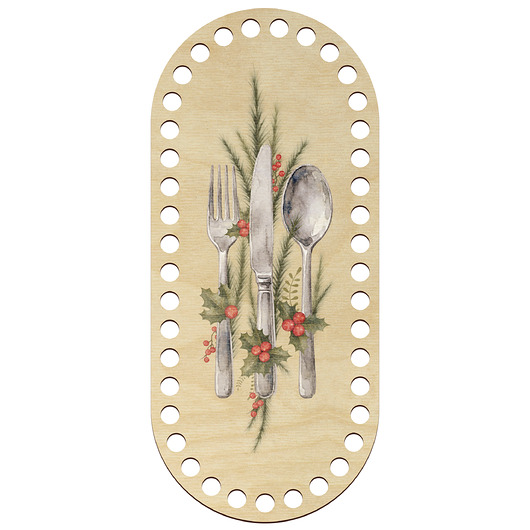 dekoracje świąteczne Baza dno do szydełkowania na sztućce 27x12 cm owalna Święta Boże Narodzenie
