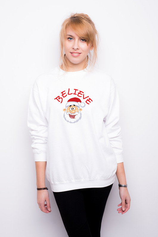 Bluza damska biała z motywem Mikołaja. AllbagAllprints