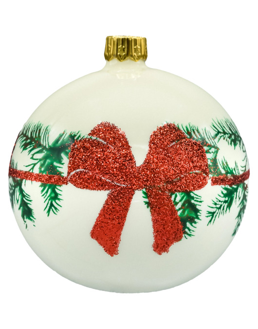 bombki Bombki okrągłe kremowe z kokardą