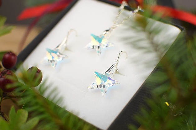 kolczyki swarovski Świąteczny komplet biżuterii - Pierwsza Gwiazdka