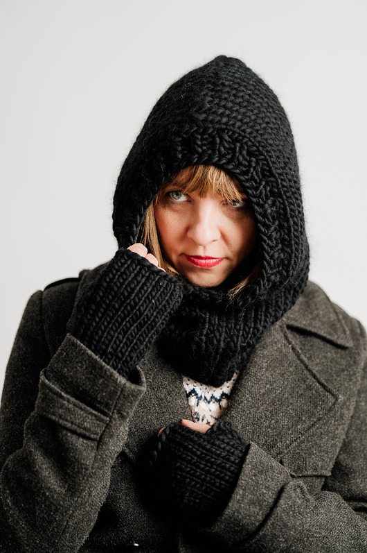 czapki damskie Balaclava wełniana czapka kominiarka z wełny peruwiańskiej WOOLY czarna