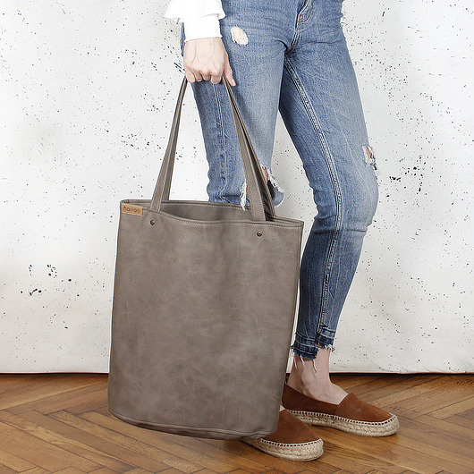 Shopper XL torba brązowa na zamek hairoo