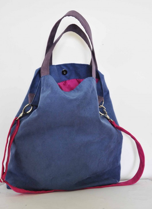 Torba hobo XXL - kobalt,fuksja,wrzos PRACOWNIA 166