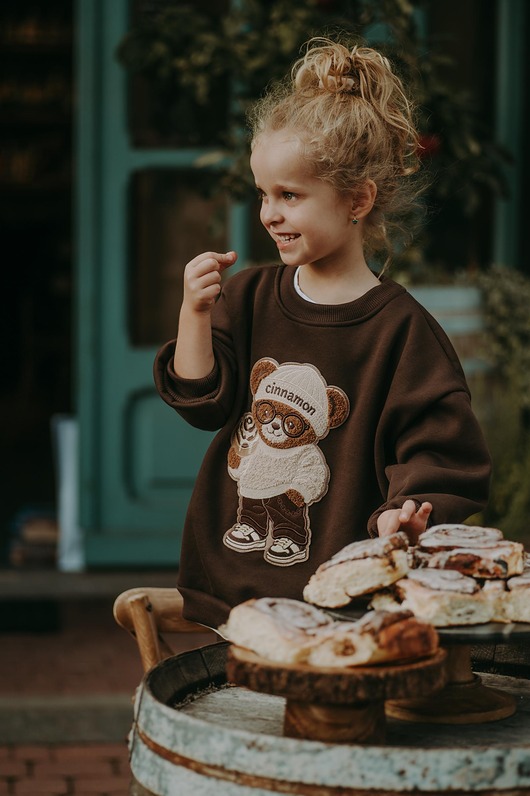 bluzy dla dziewczynki Bluza oversize Cynamonka Teddy