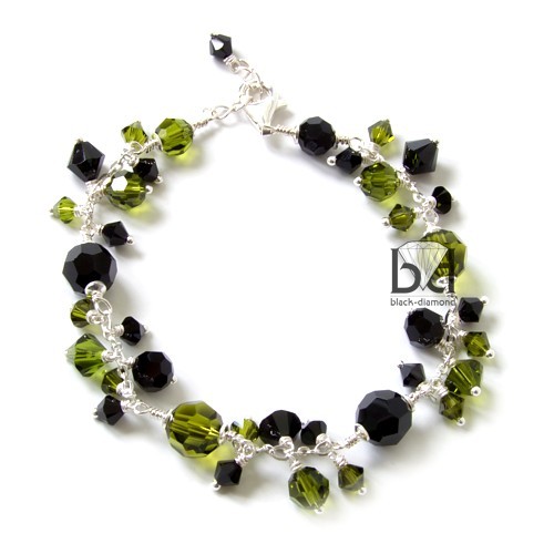 Gronkowa bransoletka kryształ Swarovski Black Diamond