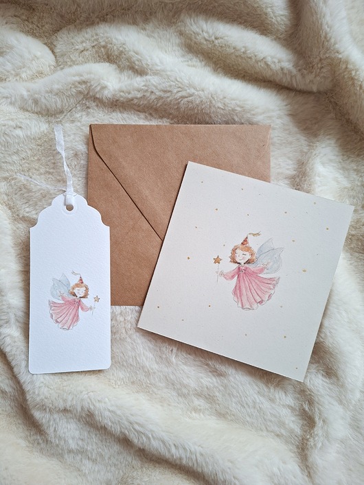 kartki okolicznościowe - wydruki Kartka wróżka w zestawie z zakładką